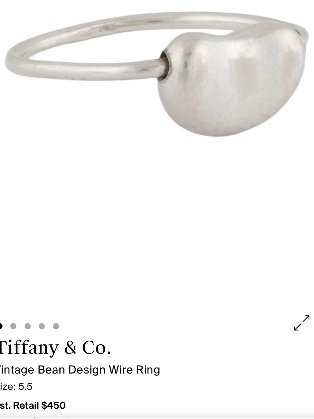 Tiffany & Co. Polished Silver Bean Wire Ring - Picture 2 of 6